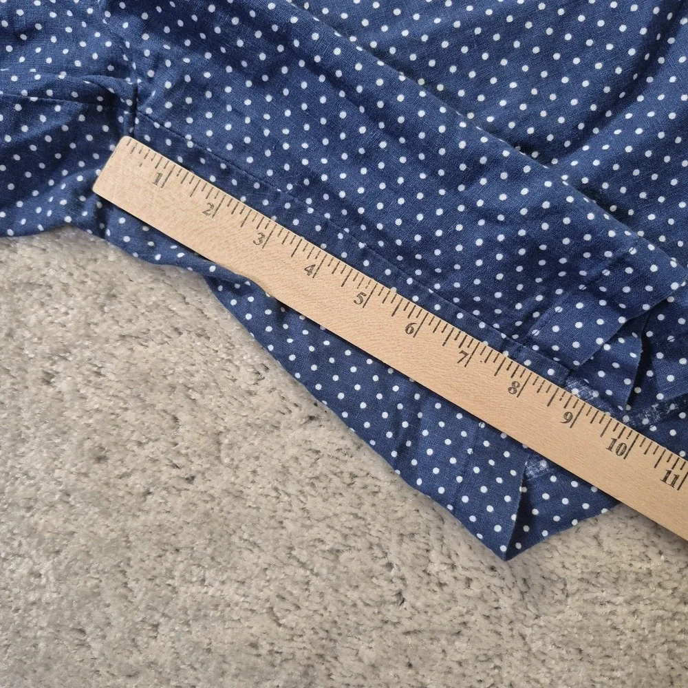Peter Millar Shorts Mens ACTUAL 34 Blue Polka Dot Linen Blend Chino Coatal Beach